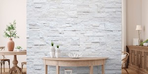 Белый камень для стен в интерьере купить 3D панели RKS SLATE Кварцит White Quartz Modern (6)