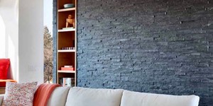 Декоративный камень в интерьере фото 3D панели RKS SLATE Сланец Black Slate купить натуральный камень (5)