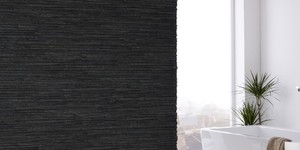 Объемный длинный камень в интерьере фото 3D панели RKS SLATE Сланец Black Waterfall Rockface (6)