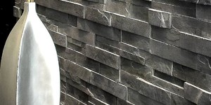 Черный камень для стен интерьера купить 3D панели RKS SLATE Сланец Matt Black Slate Classic (10)